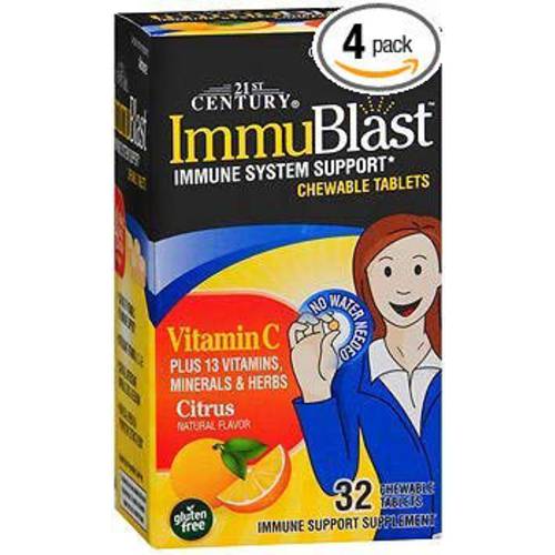 21st Century ImmuBlast Chewable Tablets Citrus - 32 Tablets, Pack of 4