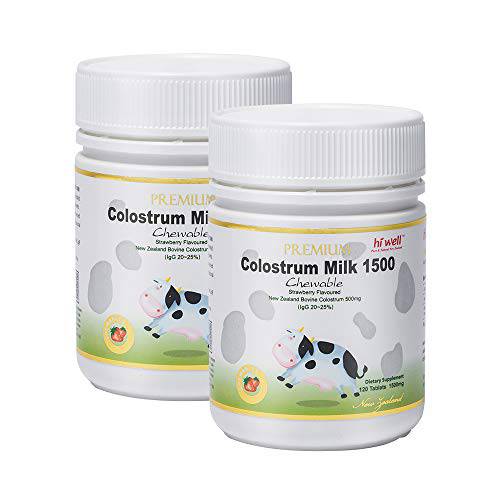 (Pack of 2) Hi Well Premium Grass-Fed Colostrum Milk 1500 120Tablets