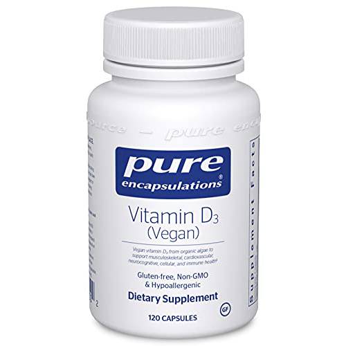Pure Encapsulations Vitamin D3 Vegan | Support for Musculoskeletal, Cardiovascular, Neurocognitive, Cellular, and Immune Health* | 120 Capsules