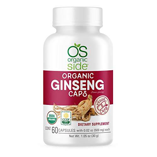 Organic Ginseng 60 Capsules - Adaptogen - Certified USDA - Non GMO - Vegan