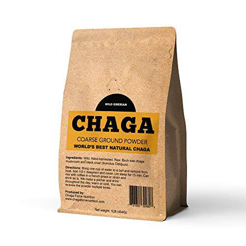 Chaga Force Nutrition Mushroom Powder, 1 Pound, 100Percent Natural Organic | Vegan, Bulk | Ground Powder, Ready to Brew Natural Immune System Support | Not Extract