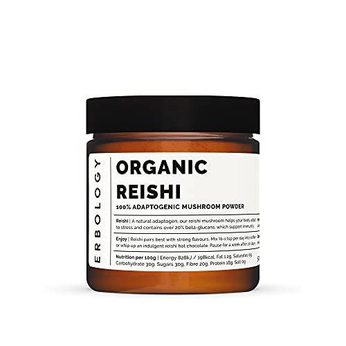 100% Organic Reishi Mushroom Powder 1.8 oz - 21% Beta-glucans - Immunity Support - Ganoderma Lucidum - Small Batch - Sustainably Grown in Europe - Vegan - Non-GMO - No Added Fillers