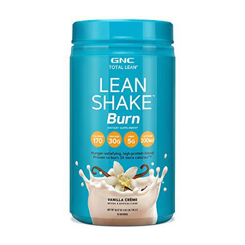 GNC Total Lean | Lean Shake Burn, Protein Powder | Hunger Satisfying, High Protein Blend, Proven to Burn 3X More Calories | Vanilla | 16 Servings