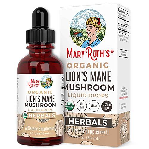 Lions Mane Mushroom Supplement | Up to 2 Month Supply | Nootropic USDA Organic Lions Mane Extract | Nervine Neuroprotective Herbal Liquid Drops | Non-GMO, Vegan, Alcohol Free Tincture | 1 Fl Oz
