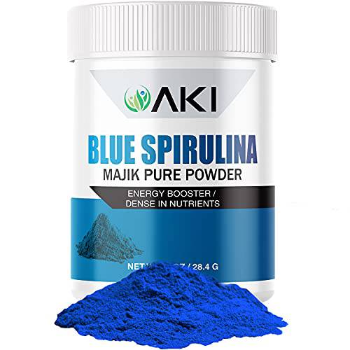 AKI Natural Blue Spirulina Powder Pack (1 Oz/28.35gr)- Loaded with Antioxidants | Vegan & Natural Food Coloring - Ideal for Making Smoothies, Ice Cream, Yogurt or Pastries
