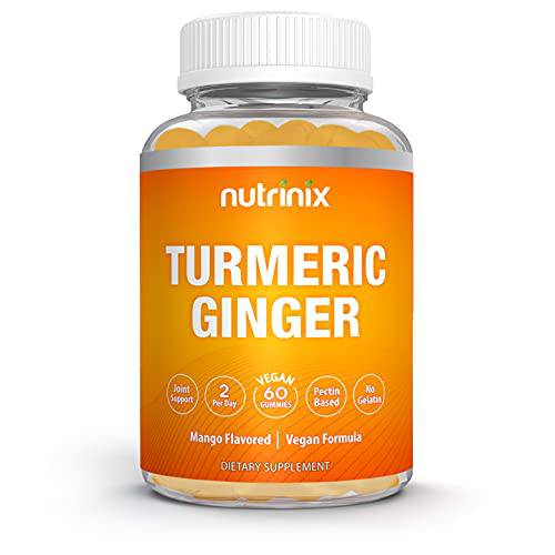 Nutrinix Organic Turmeric and Ginger Gummies for Adults - 60 Curcumin Gummy Supplement, Vegan Gummy Chews, Antioxidant Rich Muscle and Joint Support Supplement, Natural Anti-Inflammatory Support (1)