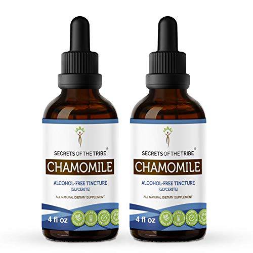 Secrets of the Tribe Chamomile Alcohol-Free Liquid Extract, Chamomile (Matricaria Recutita) Dried Flower Tincture Supplement (2x4 FL OZ)