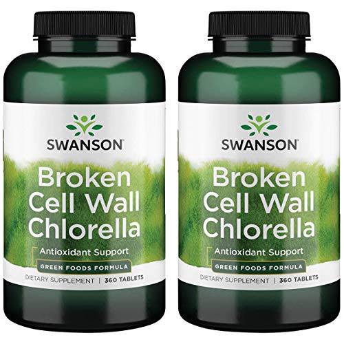 Swanson Broken Cell Wall Chlorella 500 mg 360 Tabs 2 Pack