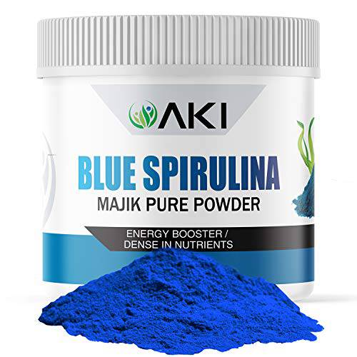 AKI Natural Blue Spirulina Powder Pack of Phycocyanin (2oz / 57gr)- Protein Or Food Coloring, More Neutral Flavor Then The Fishy Taste of The Green SPIRULINA Ideal for Smoothies