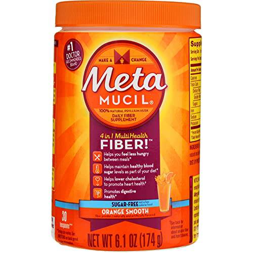 Metamucil Daily Fiber Supplement/Therapy for Regularity, Sugar Free, Orange Smooth, 6.1 oz (Pack of 3)
