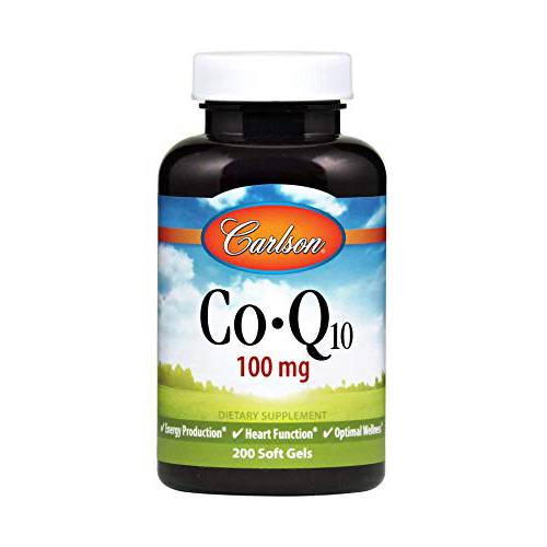 Carlson - Co-Q10, Co-Enzyme Q10, 100 mg, Energy Production & Heart Function, 200 Softgels