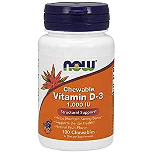 NOW Foods - Vitamin D-3 Chewable Natural Fruit Flavor 1000 IU - 180 Chewable Tablets