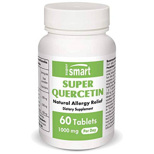 Supersmart - Super Quercetin 1000 mg Per Serving - Natural Allergy Relief - Anti Inflammatory & Antioxidant Supplement - Support Healthy Cardiovascular System | Non-GMO & Gluten Free - 60 Tablets