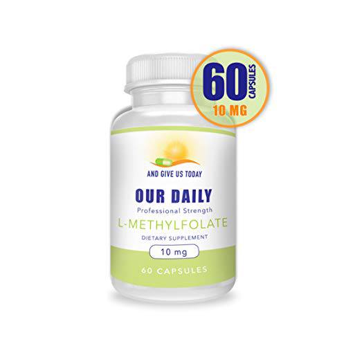 Our Daily Vites L-Methylfolate Supplement (10 mg / 10000 mcg) - 5-MTHF Active Folate Capsules for Men & Women - Maximum Strength Active Folate - Filler & Gluten Free, Vegetarian (2 Month Supply)