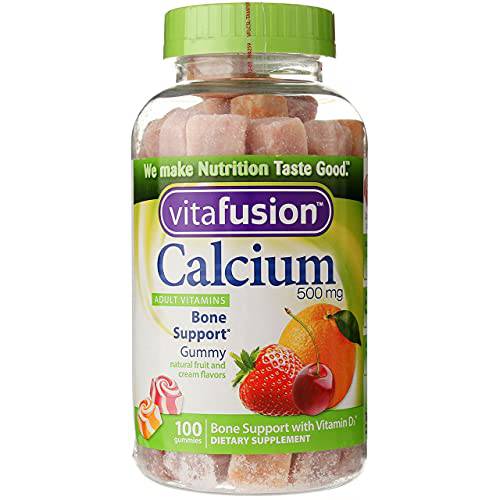 Vitafusion Calcium 500Mg Gummy Vitamins for Adults Creamy Swirled Fruits Dietary Supplement, 100 Count