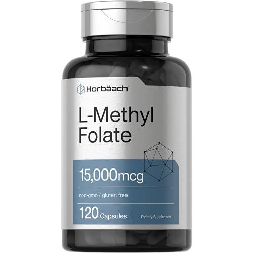 L Methylfolate 15000 mcg | 120 Capsules | 15mg Methyl Folate | 5-MTHF | Non-GMO, Gluten Free Supplement | by Horbaach