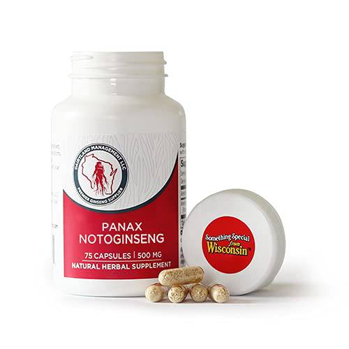 Dairyland Management LLC Tienchi Ginseng, Notoginseng, Capsule 500mg Potent Ground Ginseng Root - No Fillers, Binders or Other Additives. (75 Capsules)
