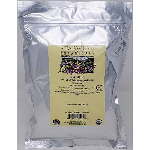 Starwest Botanicals Organic White Oak Bark Powder, 1 Pound