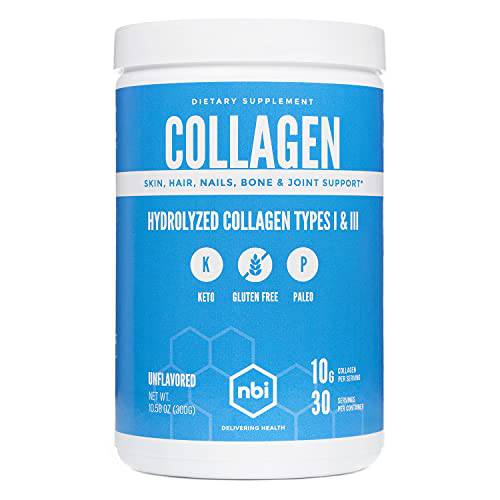 NBI Non-GMO, Grass Fed, Unflavored, Collagen Protein Powder, Paleo- and Keto Friendly, Type I and III Hydrolyzed Collagen, Amino Acids Supplement, Pasture Raised, Dairy Free, Soy Free, Gluten Free