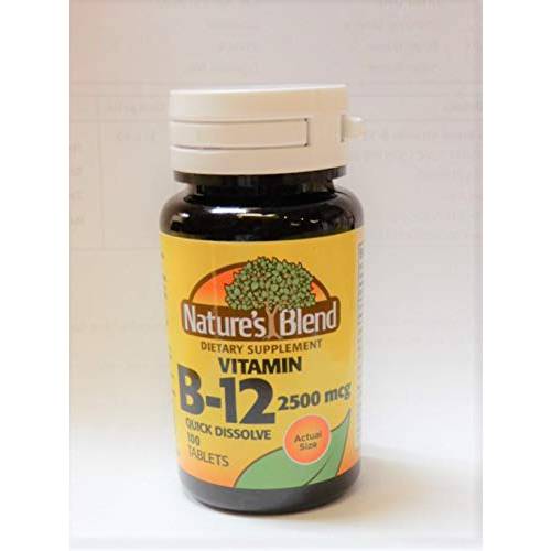 Nature’s Blend Vitamin B-12 2500mcg, 100 Tablet Bottle (Pack of 2)