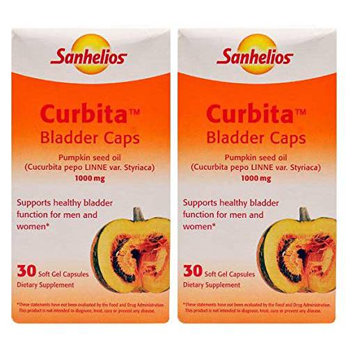 Sanhelios Curbita Bladder Caps Pumpkin Seed Oil 1,000mg - Healthy Bladder Function Support Supplement for Men & Women - Non-GMO, Sugar-Free, Preservative-Free, Gluten-Free - 60 Capsules - 2 Pack