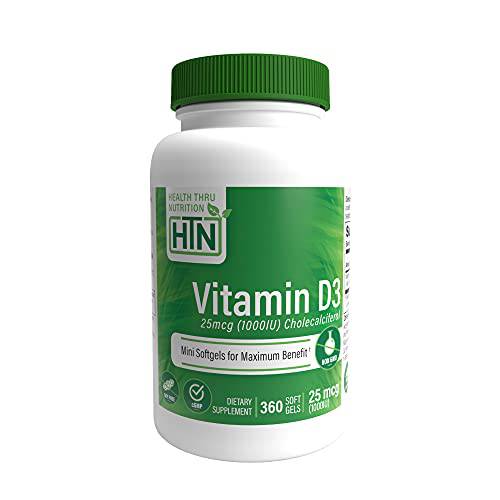 Health Thru Nutrition Vitamin D3 Softgels, 1,000iu (Pack of 360)
