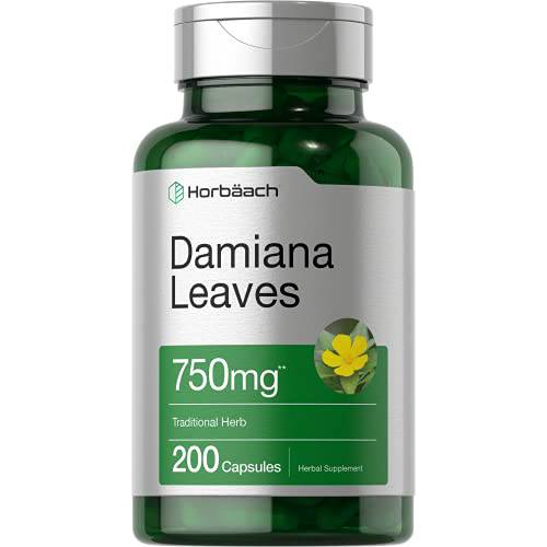 Damiana Leaf 750mg | 200 Capsules | Non-GMO, Gluten Free Supplement | by Horbaach