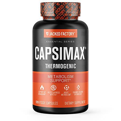 Capsimax Cayenne Pepper Extract 50mg - Capsimax Capsaicin Supplement for Thermogenic Fat Burning, Weight Loss, Metabolism Support, & Suppressed Appetite - 120 Veggie Capsules (60 Servings)