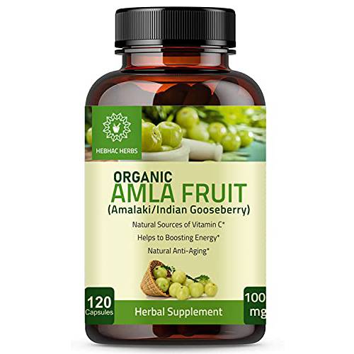 Amla Capsules (Phyllanthus Emblica) – Amalaki 120 Capsules Supports Digestion and Immunity Wellness | Skin and Eye Health, Natural Vitamin C Antioxidants Superfood