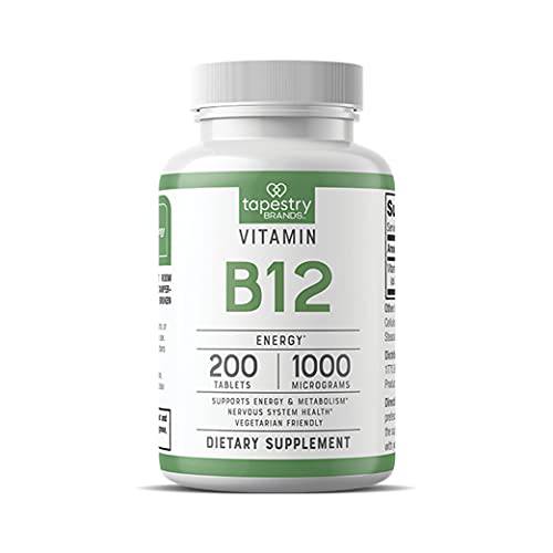 Tapestry Brands B12 1000mcg Tablets – Energy Metabolism – Nervous System Health – Healthy DNA - 200-Day Supply/ B12, Pack of 1 (200 Count)