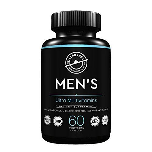 Stellar Labs Men’s Multivitamin - Pure and Potent Vitamins for Men- - Low FODMAP - Easy to Swallow, Easy on The Stomach, and Best for Boosting Energy, Mental Clarity, and Immunity - 60 CT
