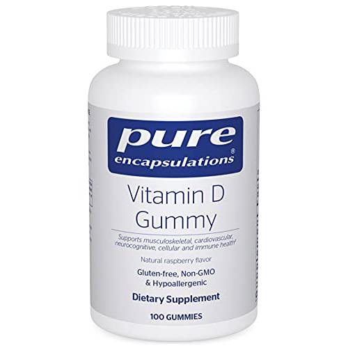 Pure Encapsulations Vitamin D Gummy | Support for Musculoskeletal, Cardiovascular, Neurocognitive, Cellular, and Immune Health* | 100 Gummies | Natural Raspberry Flavor