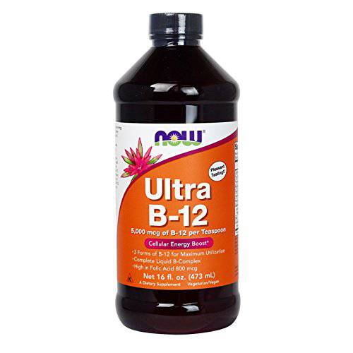 NOW Foods - Ultra B-12 Liquid Cellular Energy Boost 5000 mcg. - 16 oz. (2-Pack)