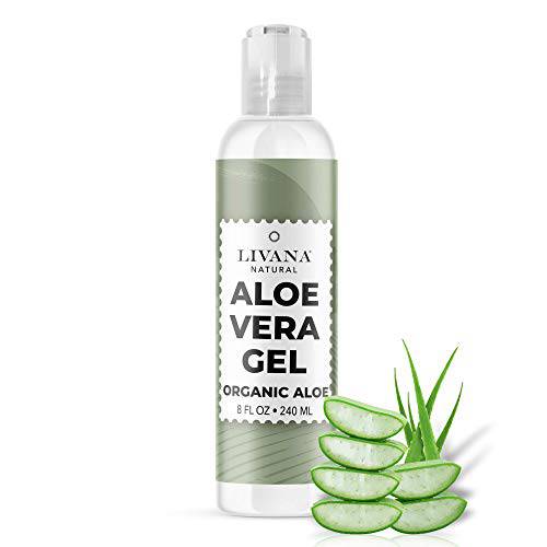 Livana Organic Aloe Vera Gel - Top Quality only from The Aloe Barbadensis Inner Leaf Fillet - Vegan | Non GMO Grown and Made in USA 8 FL OZ