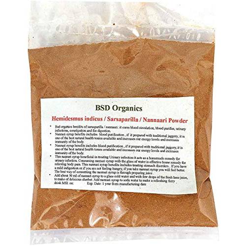 BSD Organics Herby Powder of Nannari/Sarsaparilla/Sugandhi (50 Gram / 1.7 Ounce)