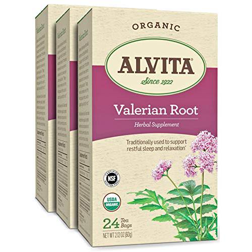 ALVITA Organic Valerian Root Herbal Tea - Made with Premium Quality Organic Valerian Root, with Penetrating Aroma and Initially Sweet Faint Bitter Finish Flavor, 72 Tea Bags (3 Pack)