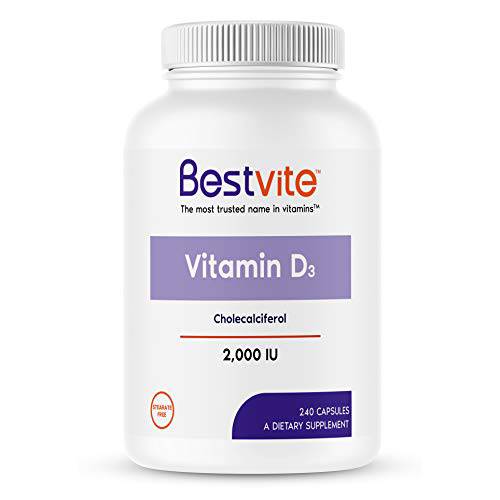 Vitamin D 2000 IU (240 Capsules) - No Stearates - Non GMO - Gluten Free