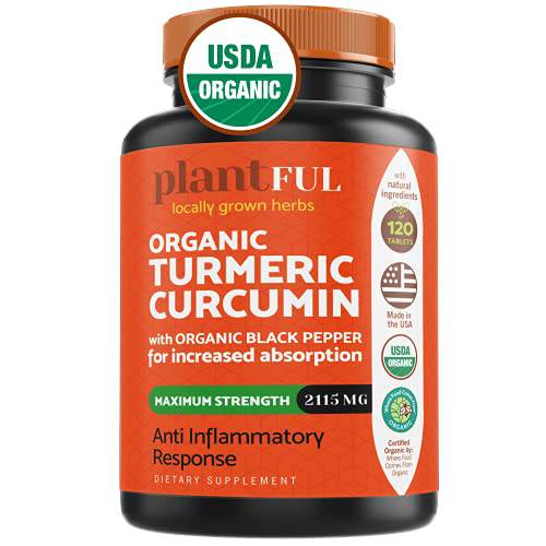 Organic Turmeric Supplement with Highest Potency USDA Certified [Non-GMO Organic Curcumin + Organic Black Pepper 2115mg] Anti Inflammatory, Antioxidant, Joint Pain Relief, Immune Support