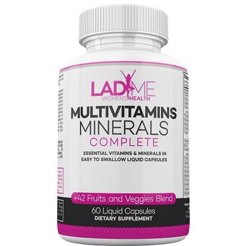 Ladyme Multivitamin for Women with Minerals and Essential 42 Fruits and Veggies Blend for Womens Immune Support - Vitamin A, B6, B12, C, D3, E, Iron - Daily Vitamins Requirement - 60 Capsules