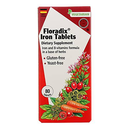 Floradix, Floradix Iron Tablets Vegetarian Supplement for Energy Support, 80 Count
