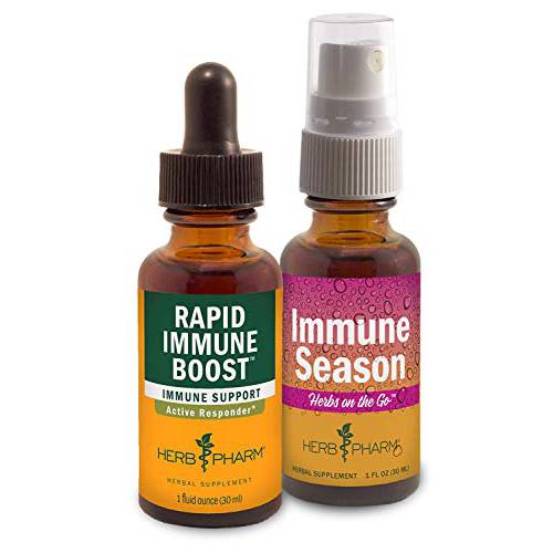 Herb Pharm Rapid Immune Boost Kit - Includes Rapid Immune Boost Liquid Herbal Formula, 1 Ounce & Herbs on The Go: Immune Season Portable Spray, 1 Ounce