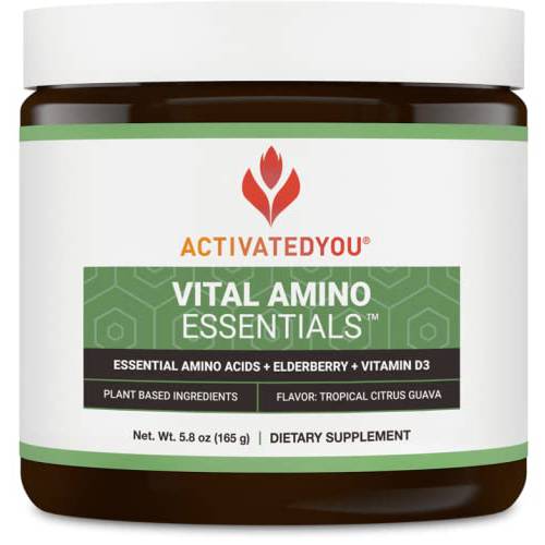 ACTIVATEDYOU Vital Amino Essentials, Complete Essential Amino Acids + Elderberry +Vitamin D3 Support Supplement, Citrus Guava Flavor, 30 Servings