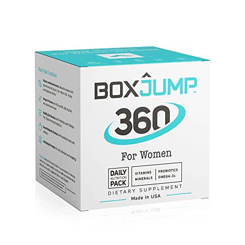 BoxJump Daily Multivitamin Packs for Women - Packed with All Essential Vitamins and Minerals for Women - Boost Energy, Increase Endurance, Aid Immune Support - Vitamin D, C, E, A, B12+ (30-Day) 360