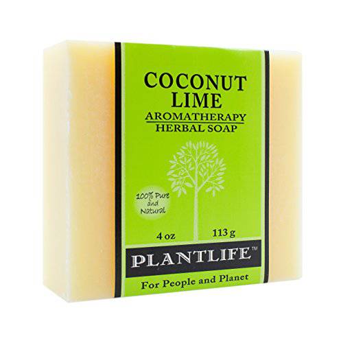 Plantlife Moisturizing Vegan Soap Bar with Natural Ingredients - Deep Cleanse for Body, Hands, Face - Ideal for Dry, Sensitive Skin - Coconut Lime - 4 oz