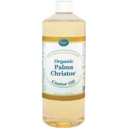 Organic Castor Oil - 32 Oz. - Cold Pressed Hexane Free Castor Oil for Hair, Eyelashes, Eyebrows, Skin, Eliminations, and Many More - Exclusive Palma Christos® Brand by Baar
