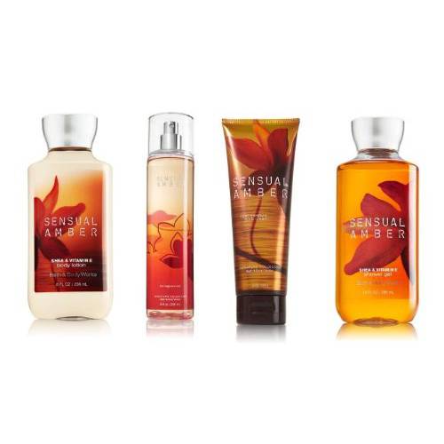 Bath & Body Works Signature Collection Sensual Amber Gift Set ~ Body Cream ~ Shower Gel ~ Body Lotion & Fragrance Mist. Lot of 4