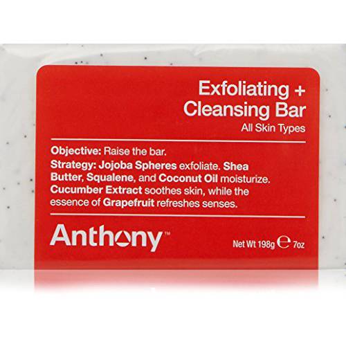 Anthony Mens Soap Bar Exfoliating Soap: Grapefruit Scent – Contains Cucumber Extract, Jojoba, Shea Butter, Squalane and Coconut Oils, Moisturizes & Exfoliates Body Skin 5 Oz