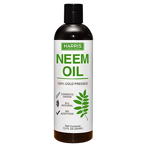 Harris Neem Oil, 100% Cold Pressed and Unrefined Concentrate for Plant Spray, High Azadirachtin Content - OMRI Listed for Organic Use, 12oz