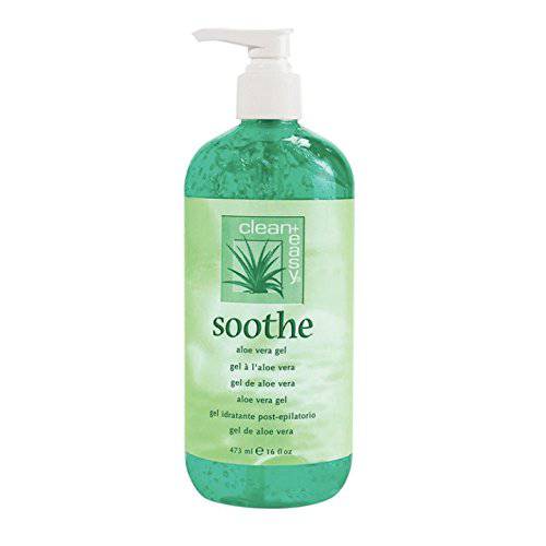 Clean + Easy Soothe Aloe Vera Gel Post Waxing Treatment, Calms and Soothes Irritated Skin After Waxing, Non-greasy and Gets Rid Of Excess Wax Residue, 16 oz