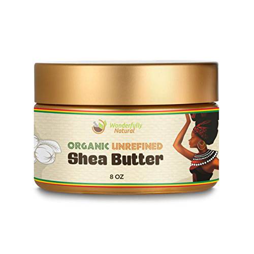 Unrefined Shea Butter - African Organic Ivory & Raw – Use Alone or In DIY Cream, Soap & More - Vitamins Rich, Natural Healing for Eczema, Stretch Marks, Moisturizing Dry Skin & Hair Care 8 OZ